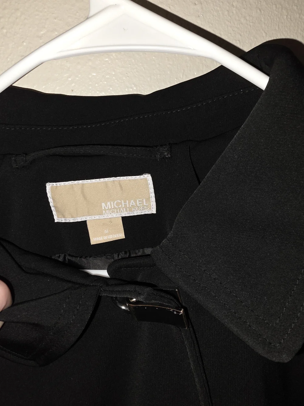 MICHAEL Michael Kors Women’s Medium Black Trench Coat Turn Lock Belted Jacket